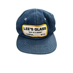Vintage 70s 80s Lee's Glass Patch USA Made Denim Park Avenue Snapback Hat VTG